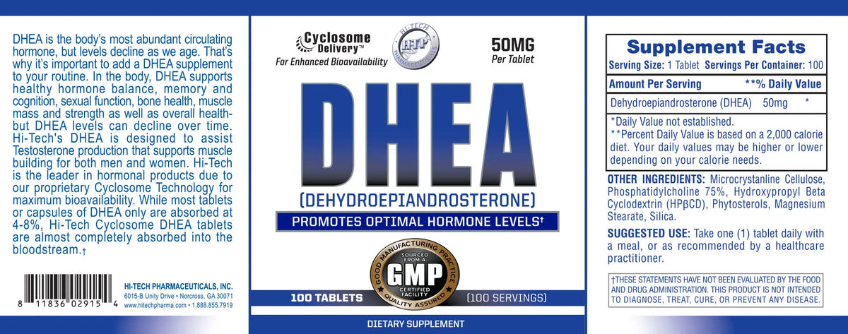 Hi-Tech Pharmaceuticals DHEA 50mg 100 Tablets
